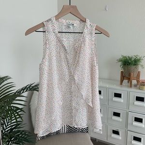 🪴$5/25🪴 Rainbow Confetti Sleeveless Button Down Blouse Top Shirt F21 Sma…